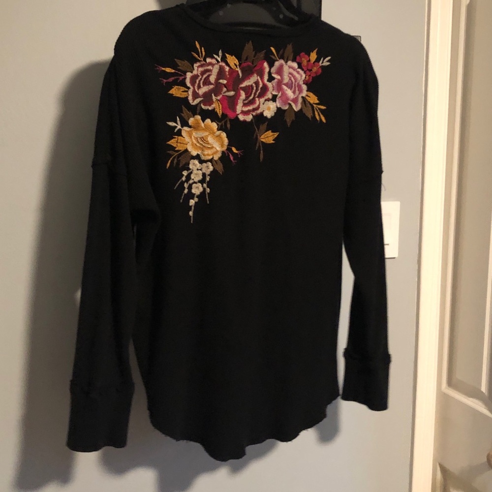 Johnny Was Black Knit with Floral Embroidery - Picture 3 of 6
